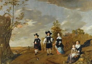 Ett familjeporträtt i ett landskap före Kasteel Duurstede